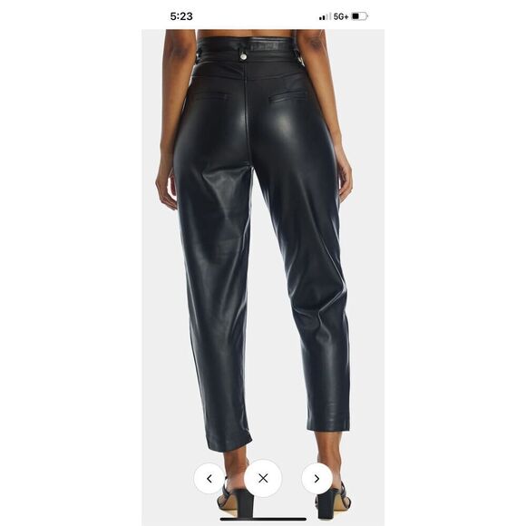 NWT - BLANK NYC Pleather High Waisted Paperbag Pants in Black - Picture 3 of 5